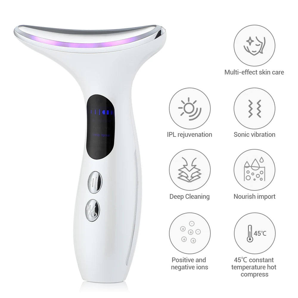 EMS Microcurrent Face Neck Beauty Device LED Photon Firming Rejuvenation anti Wrinkle Thin Double Chin Skin Care Facial Massager