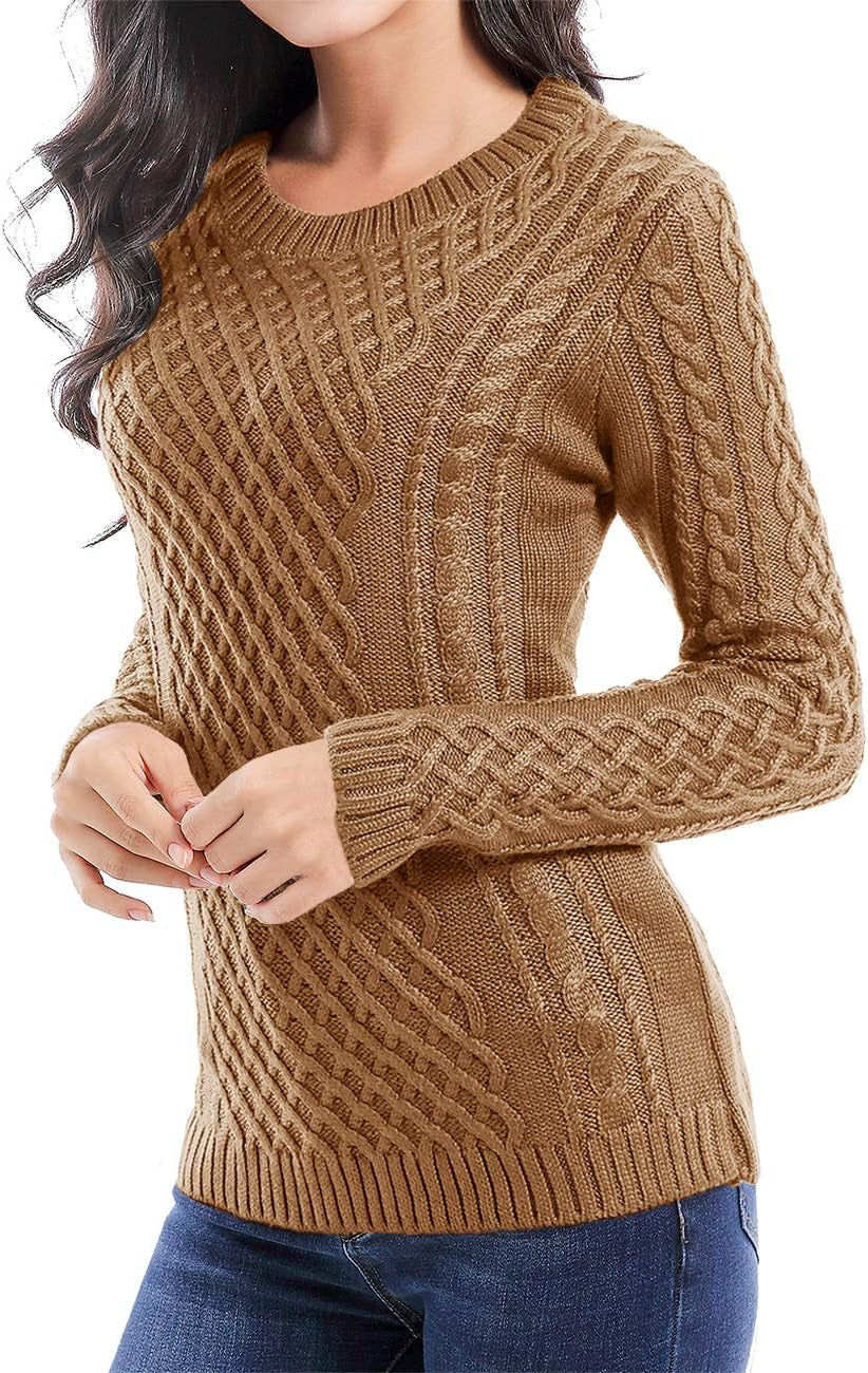 Women Crew Neck Korea Knit Stretchable Elasticity Long Sleeve Sweater Jumper